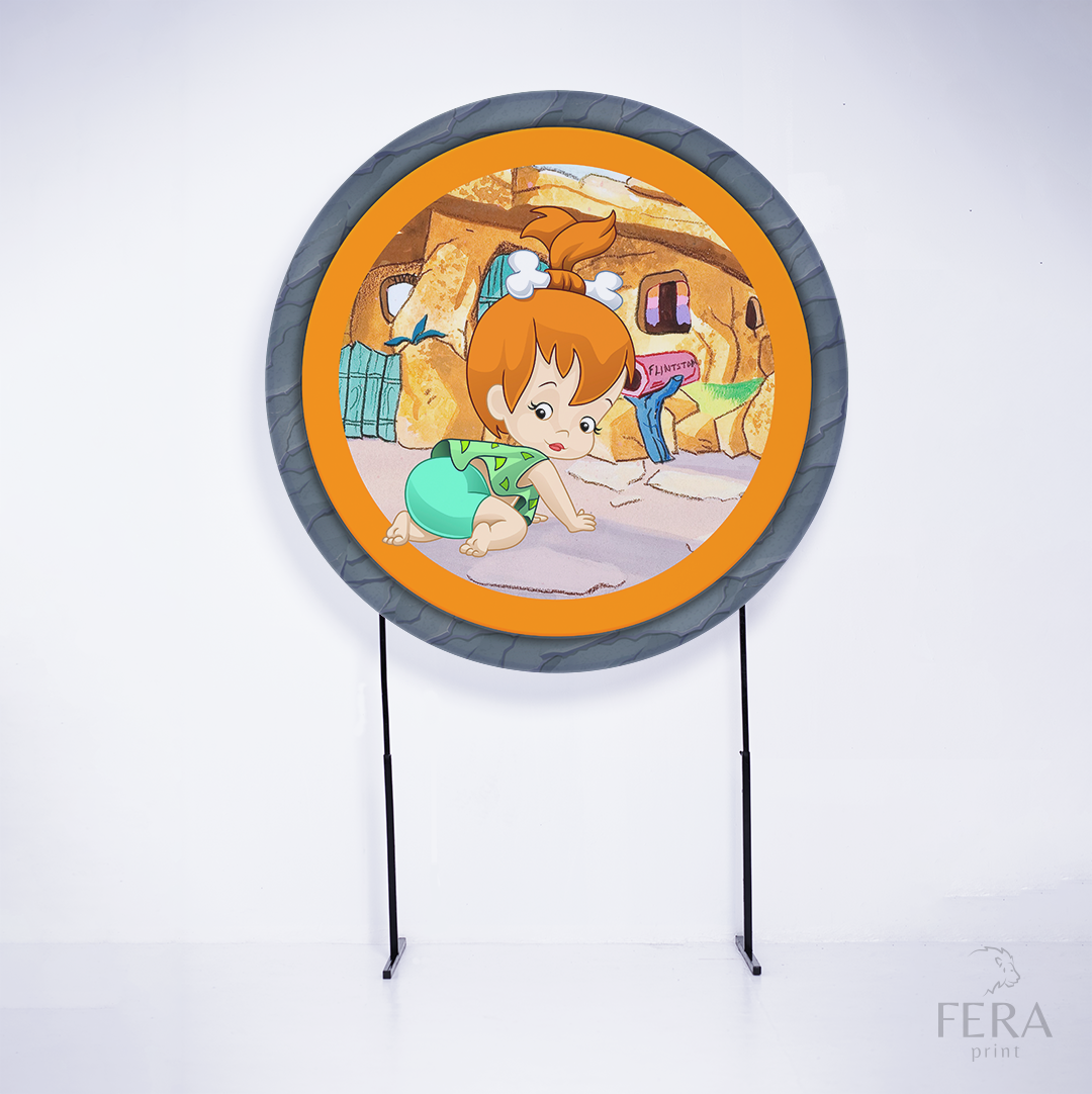 Painel Redondo Menina Caverna Oncinha Sublimado