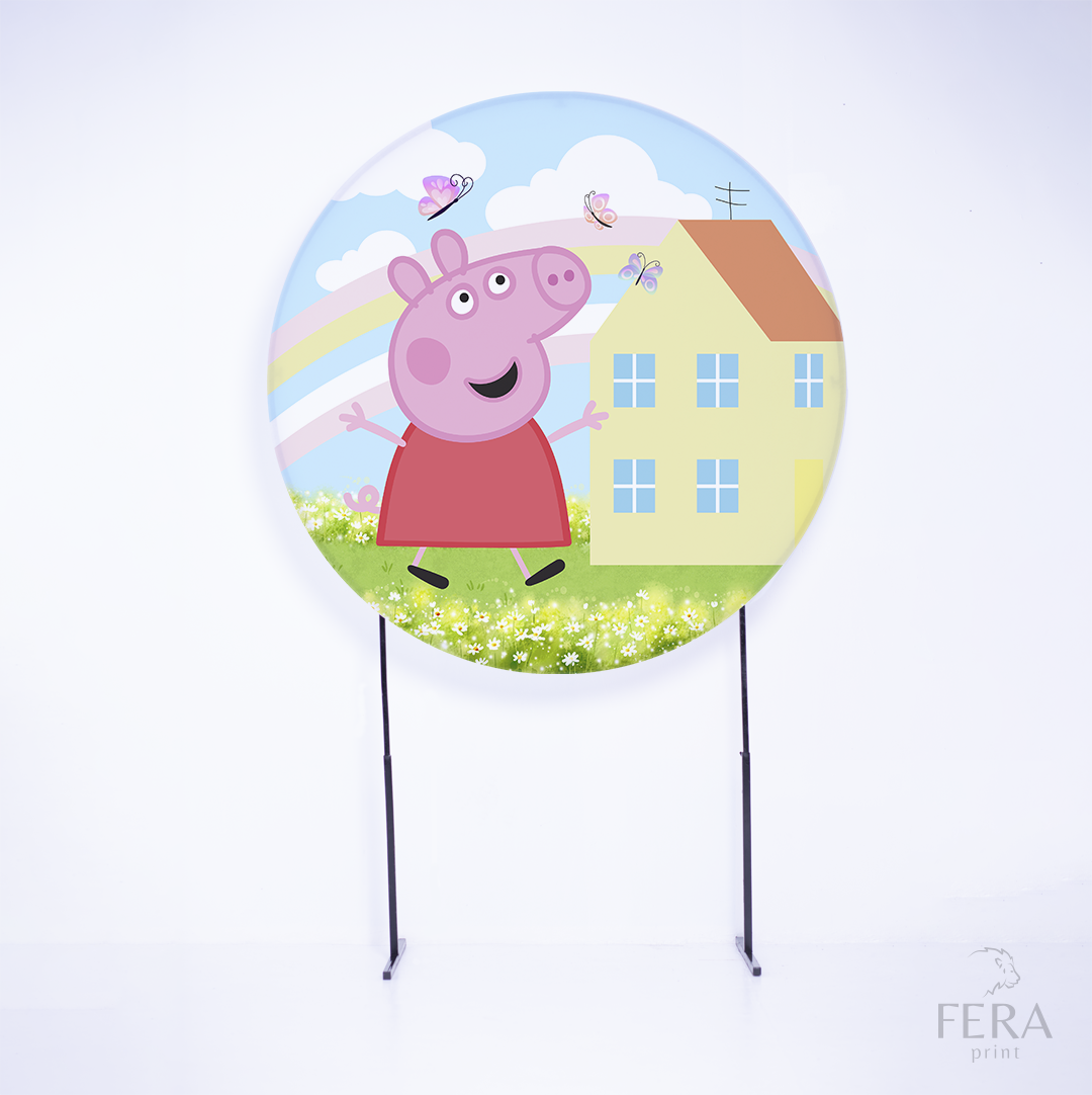 Painel Redondo Peppa Pig Arco Íris Sublimado