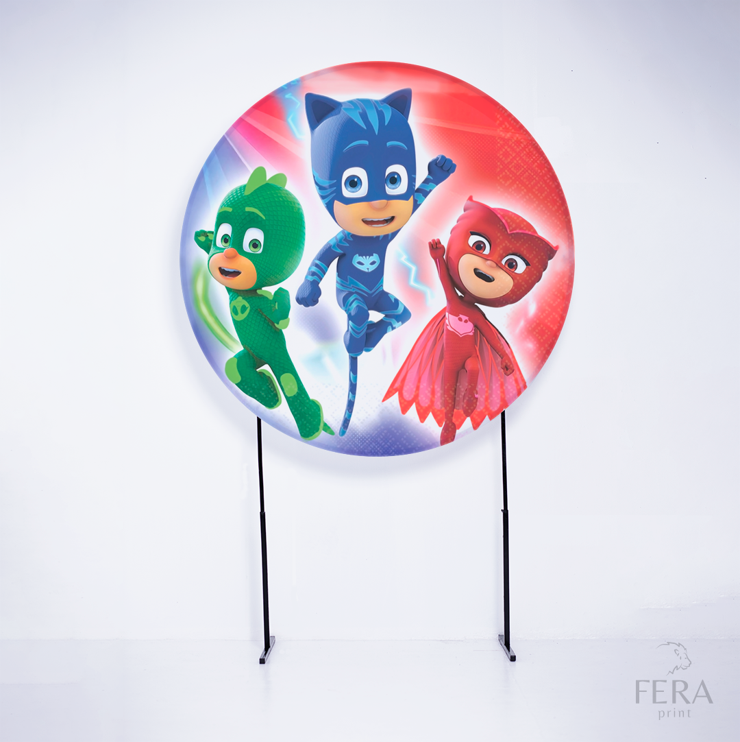 Painel Redondo PJ Mascarados Cidade Sublimado