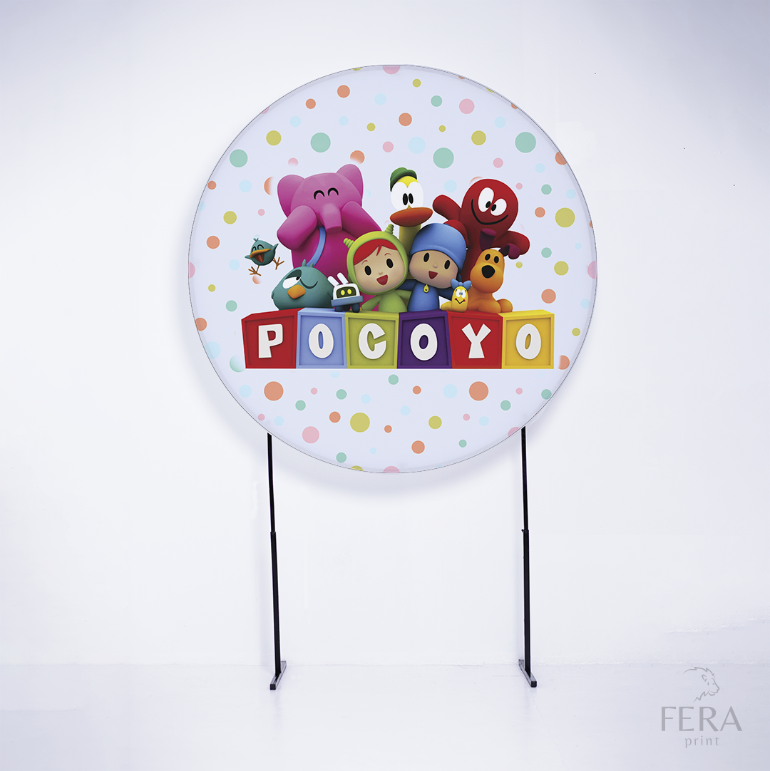 Painel Redondo Pacoyo Bolinhas Coloridas Sublimado
