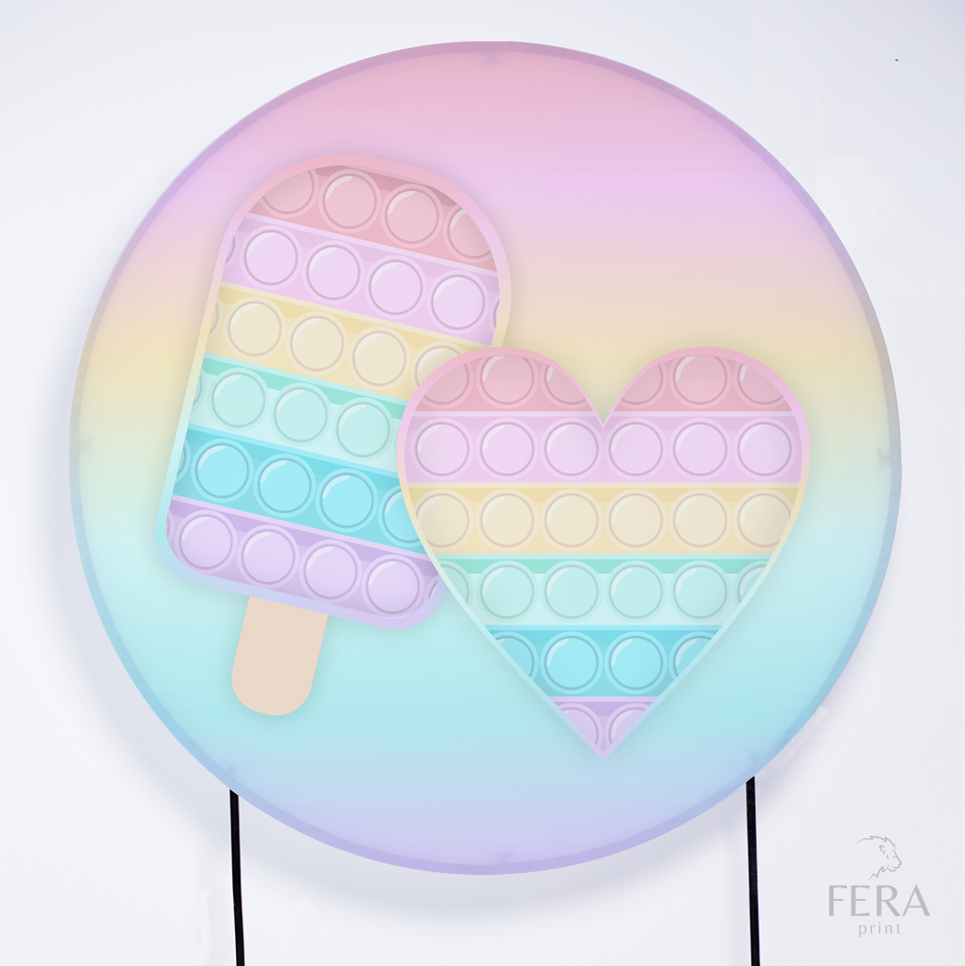 Painel Redondo Pop It Colorido Candy Sublimado