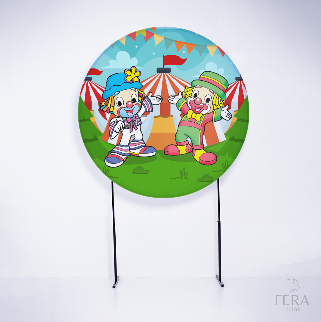 Painel Redondo Palhaços Circo Sublimado