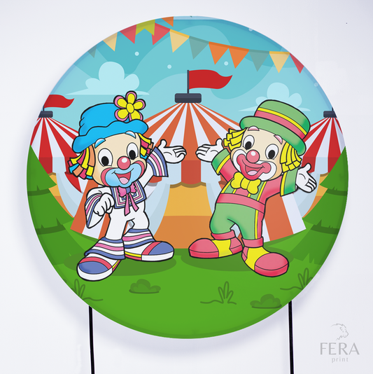 Painel Redondo Palhaços Circo Sublimado