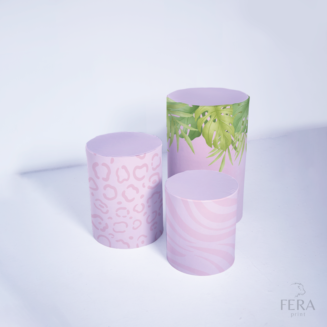 Kit Painéis + Trio Capa Cilindro Casado Safari Rosa Sublimado