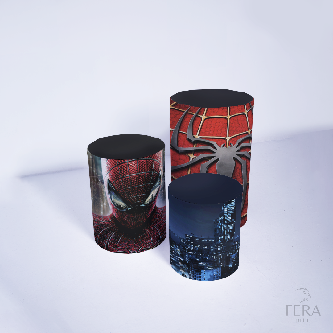 Kit Capa Cilindros + Capa Painel Herói Aranha Gliter Sublimado