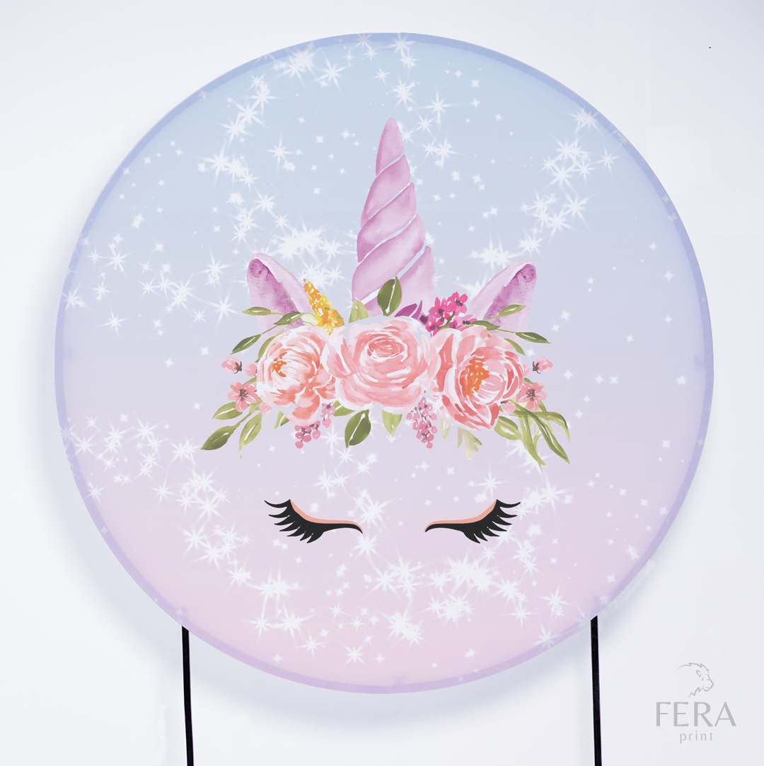 Painel Redondo Unicórnio Sublimado