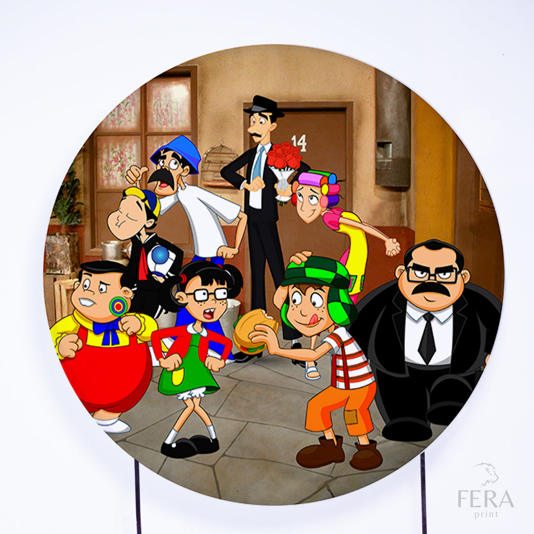 Painel Redondo Menino do Barril Desenho Sublimado