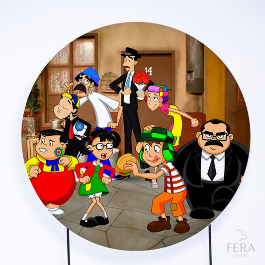 Painel Redondo Menino do Barril Desenho Sublimado