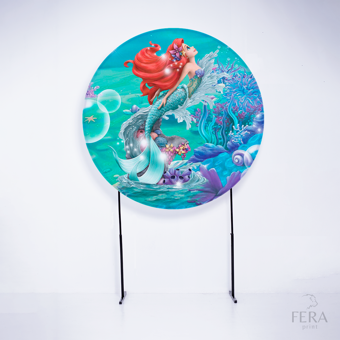 Painel Redondo Sereia Princesa Sublimado