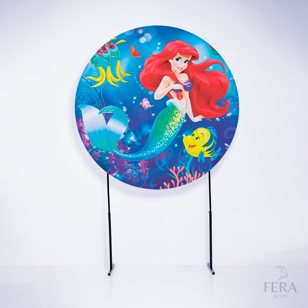 Painel Redondo Princesa Sereia e Amigo Sublimado