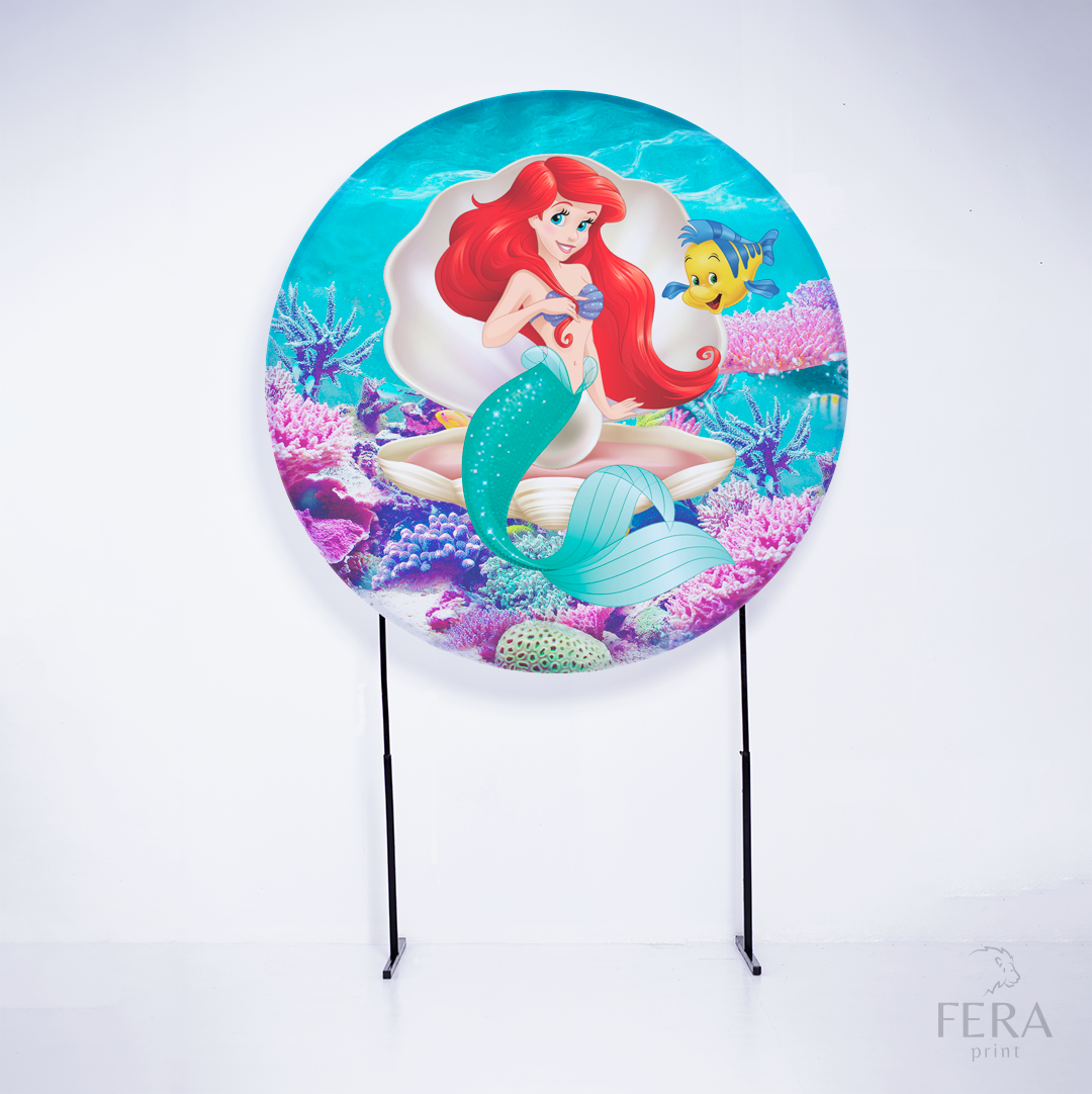 Painel Redondo Princesa Sereia Concha Sublimado