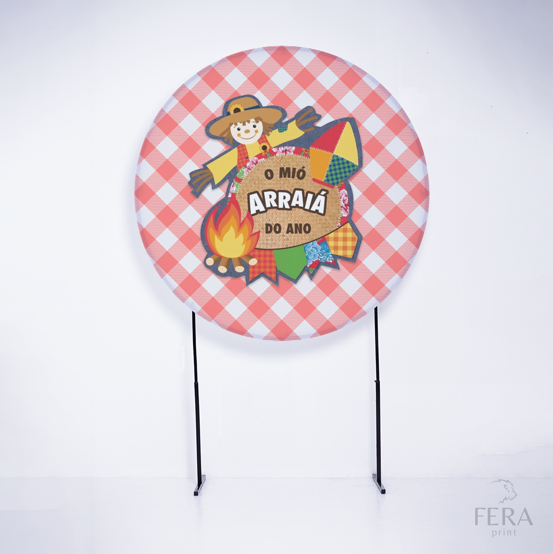 Painel Redondo O Mió Arraiá Xadrez Sublimado