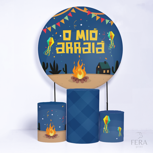 Kit Capa Cilindros + Capa Painel O Mió Arraiá Azul Sublimado