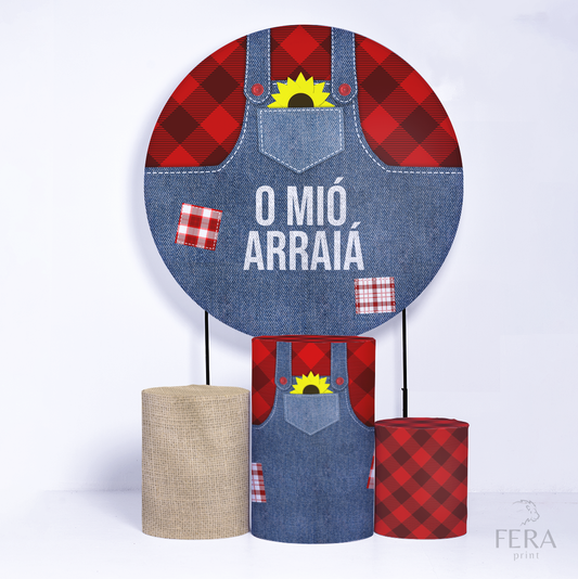 Kit Capa Cilindros + Capa Painel O Mió Arraiá Xadrez Vermelho Sublimado