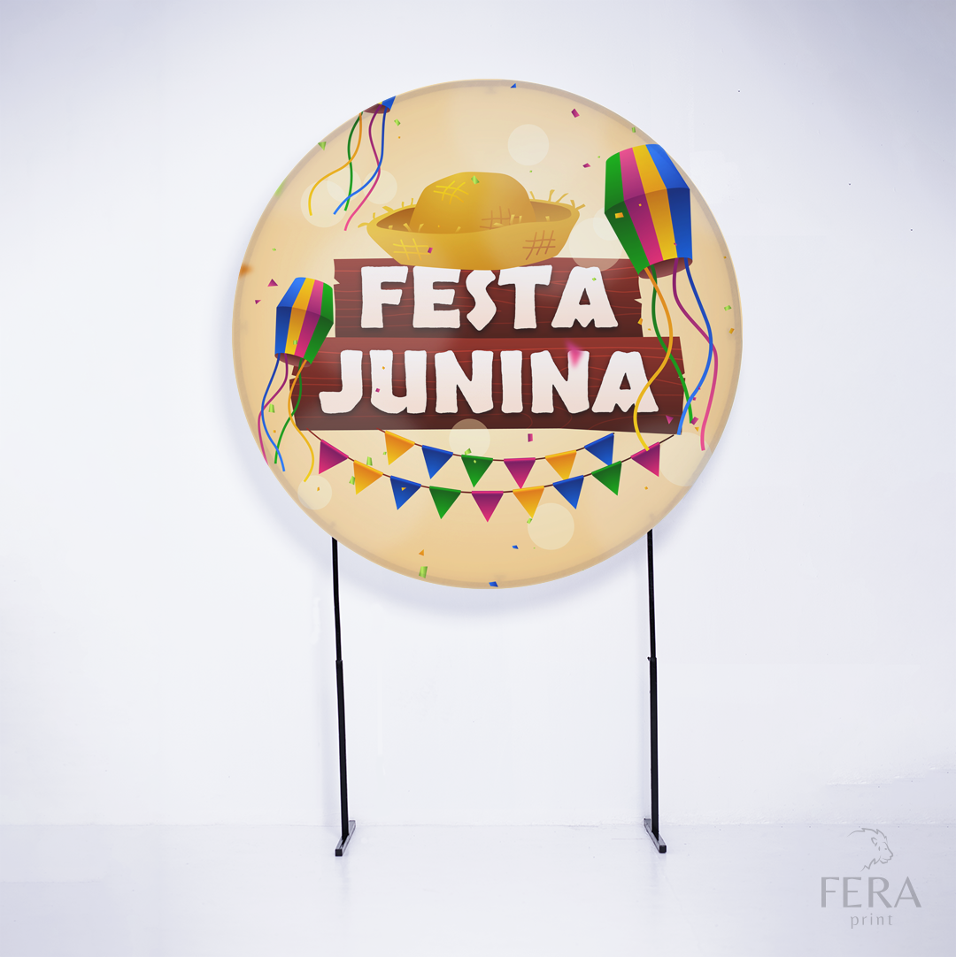 Painel Redondo Festa Junina Chapéu Sublimado