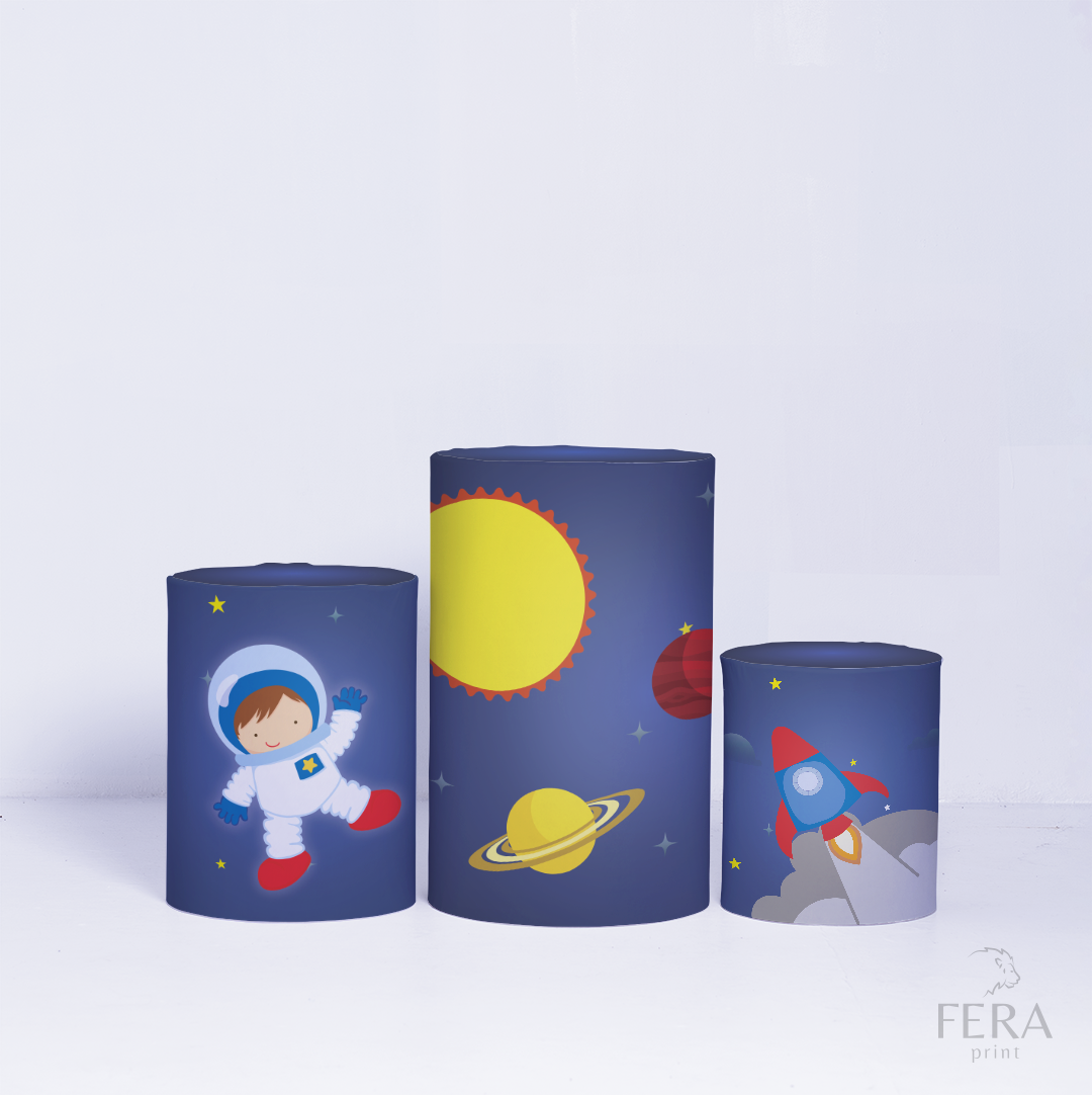 Kit Painéis + Trio Capa Cilindro Casado Astronauta Sublimado