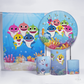 Kit Painéis + Trio Capa Cilindro Casado Bebês Tubarão Fundo Mar Sublimado