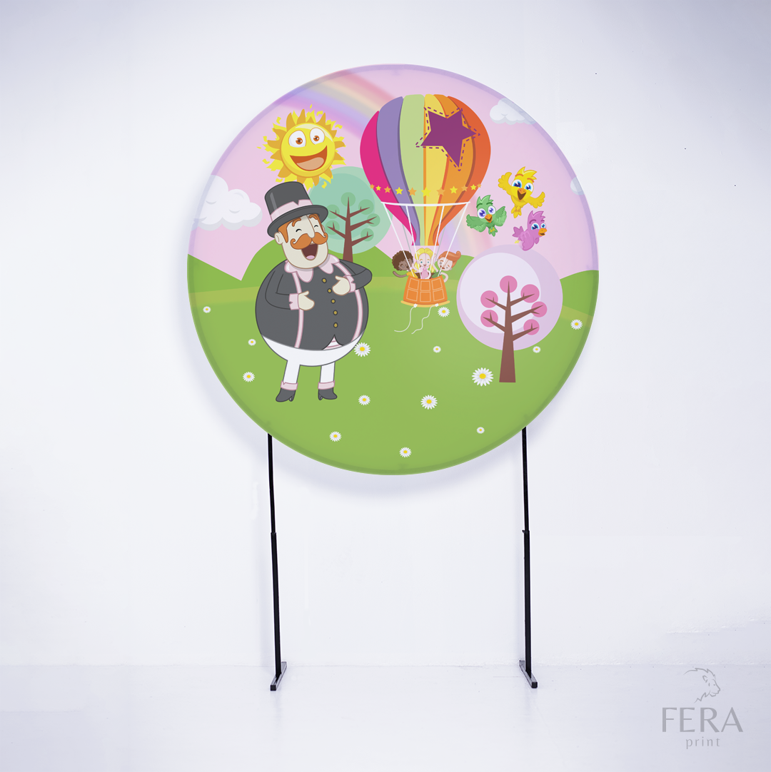 Painel Redondo Mundo Bigode Rosa Sublimado