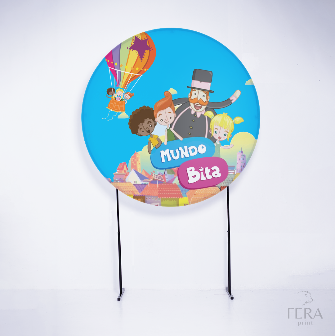 Painel Redondo Mundo Bigode Céu Azul Sublimado