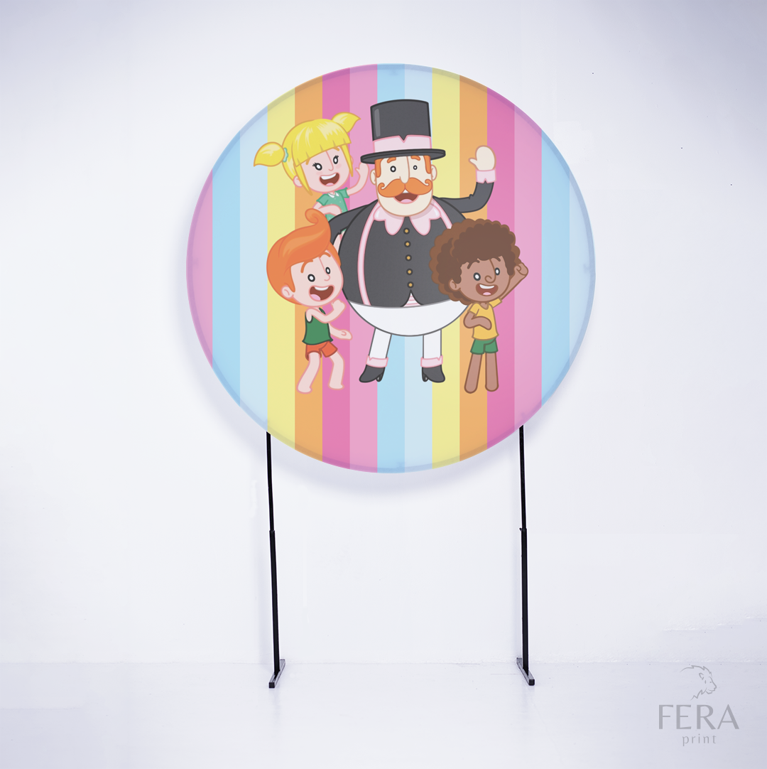 Painel Redondo Mundo Bigode Listrado Sublimado