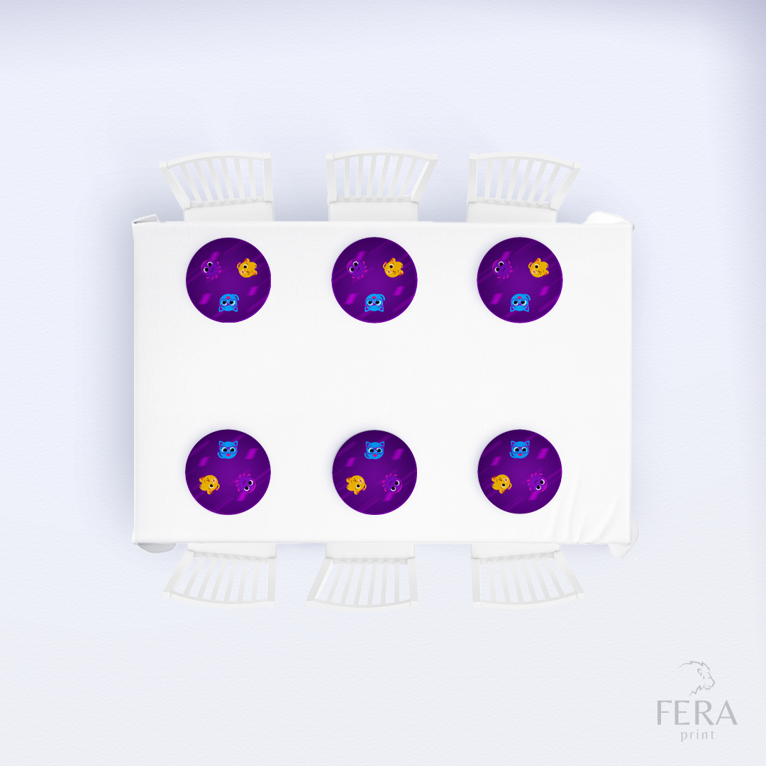 Kit 6 Capas de Sousplat Bolo Roxo Sublimado