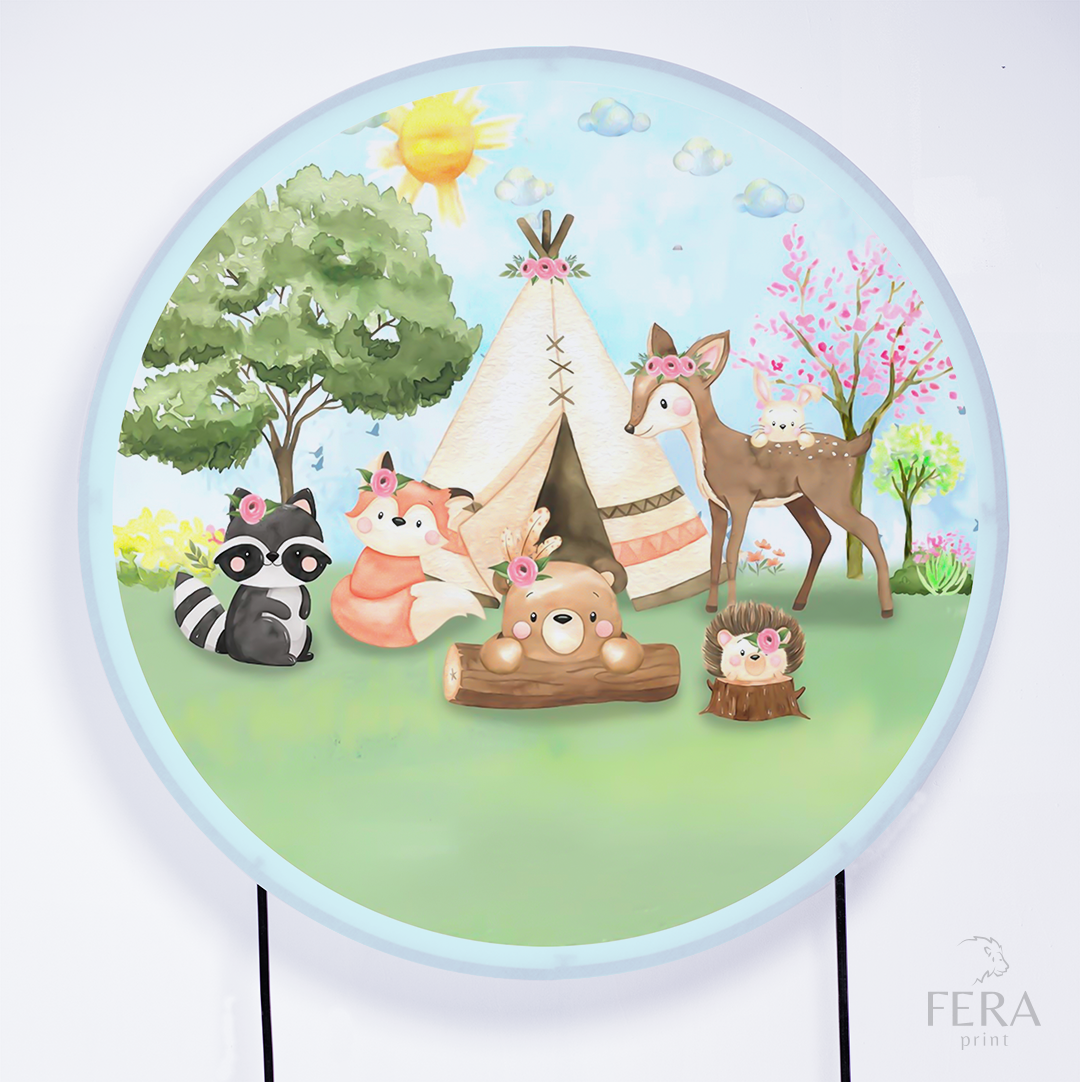 Painel Redondo Bosque Cabana Sublimado