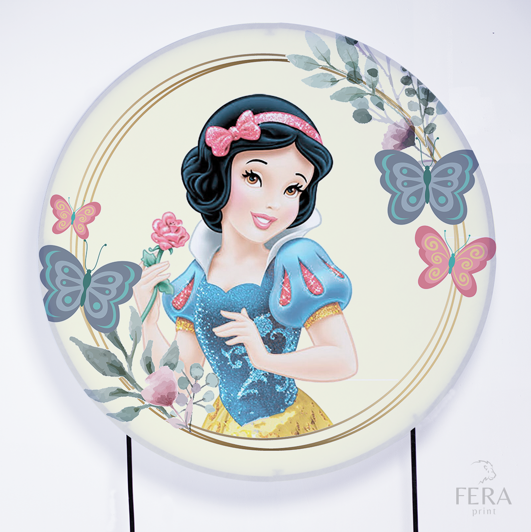 Painel Redondo Princesa Anões Borboletas Sublimado