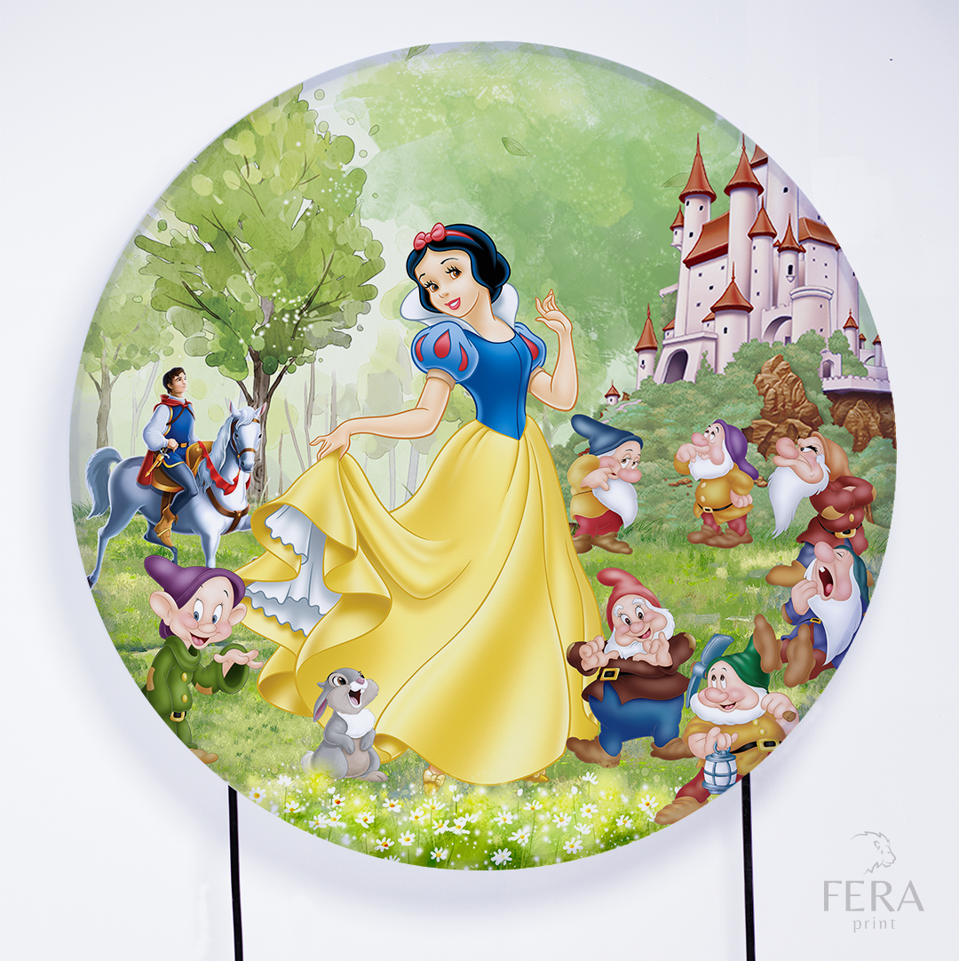 Painel Redondo Princesa Anões Sublimado