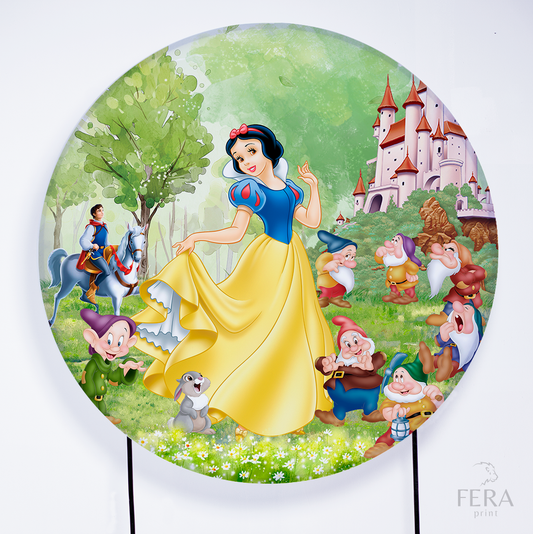 Painel Redondo Princesa Anões Sublimado