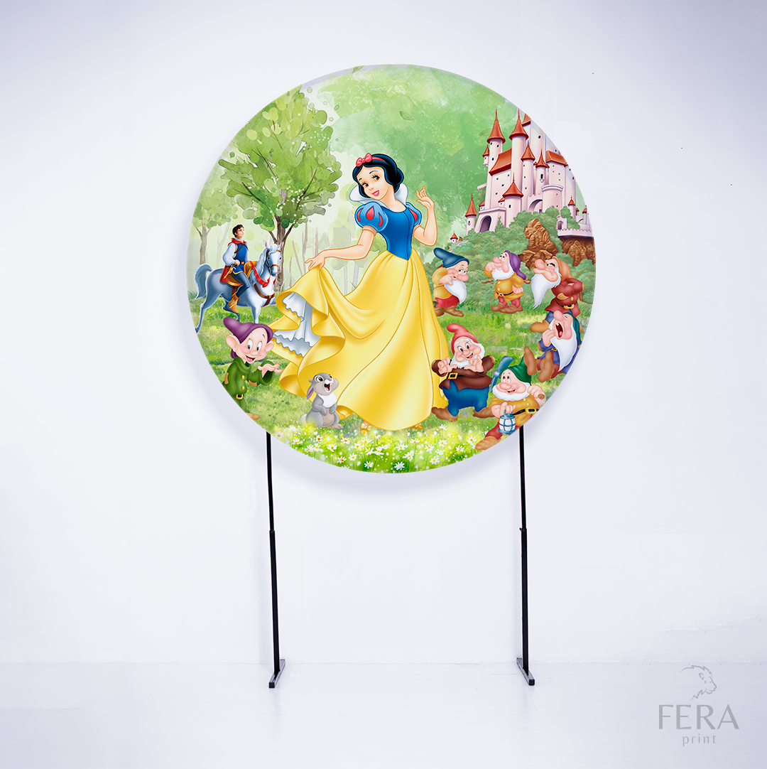 Painel Redondo Princesa Anões Sublimado