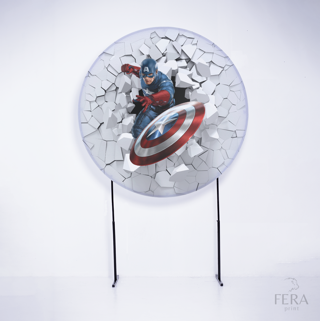 Painel Redondo Herói Americano Branco Sublimado