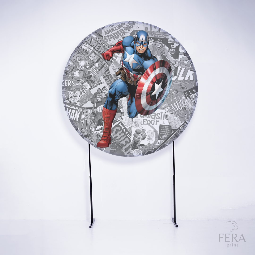 Painel Redondo Herói Americano Desenho Sublimado
