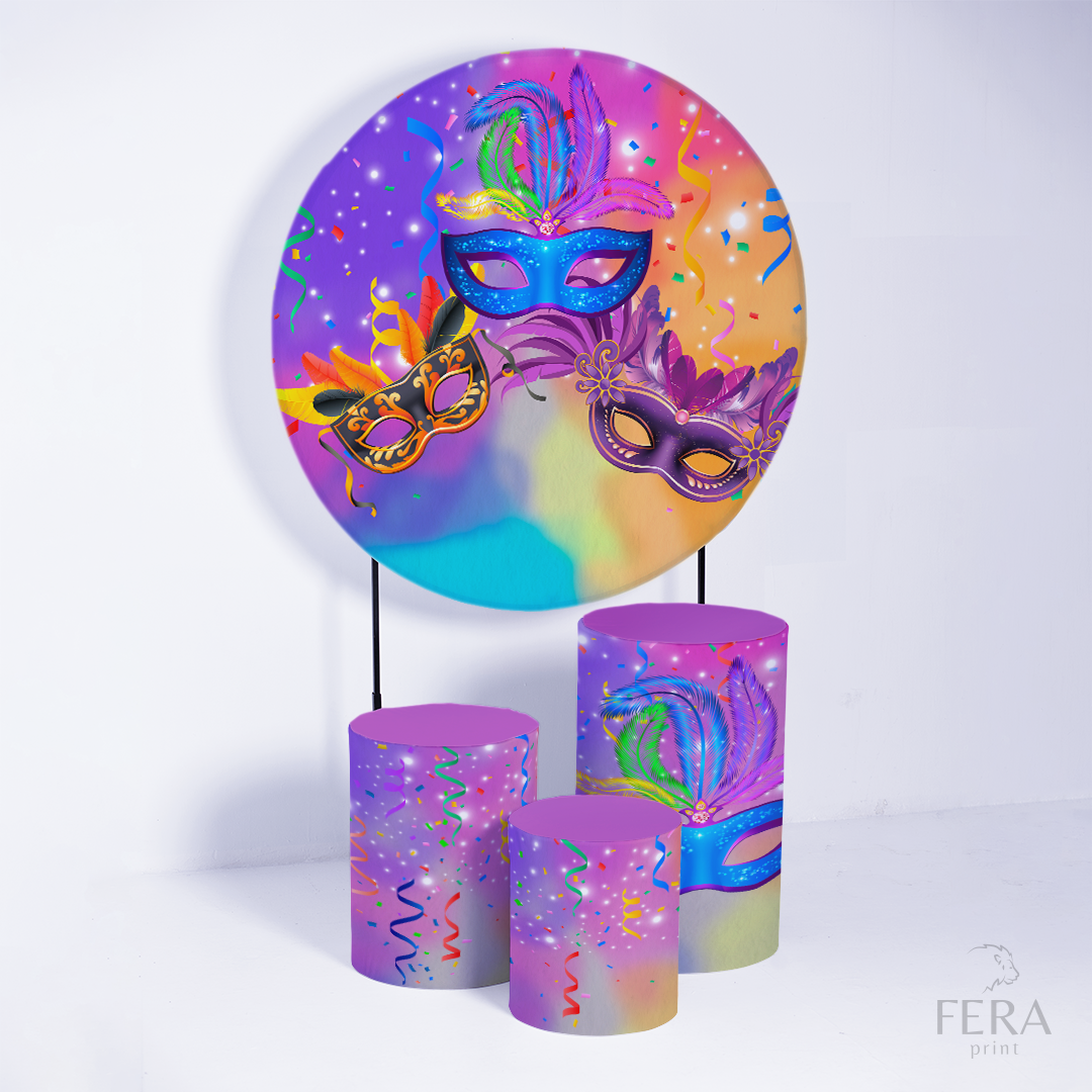 Kit Capa Cilindros + Capa Painel Carnaval Colorido Sublimado