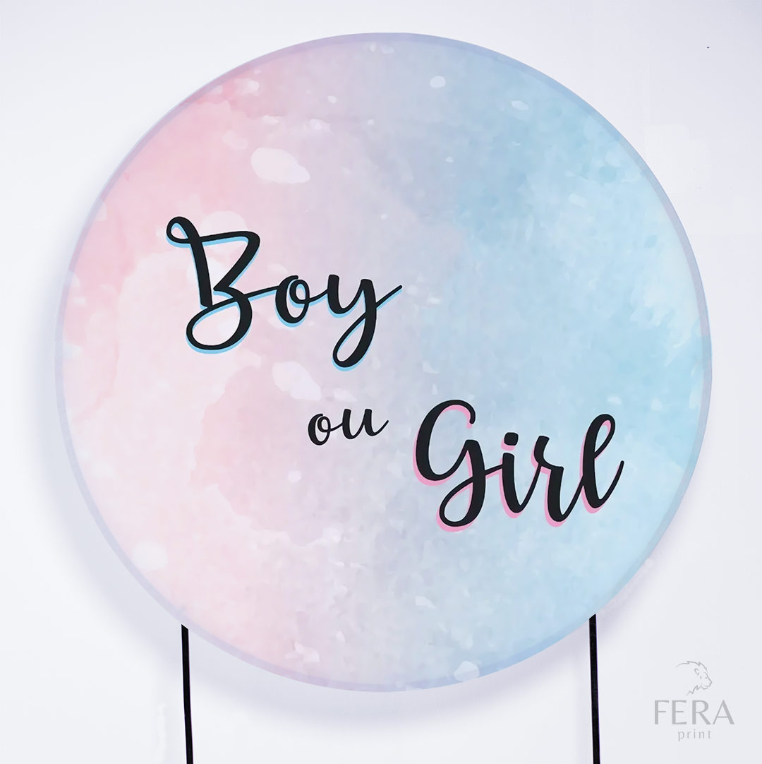 Painel Redondo Chá Revelação Boy Girl Collor Sublimado