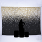 Painel Sublimado Retangular Chuva Dourada Preto