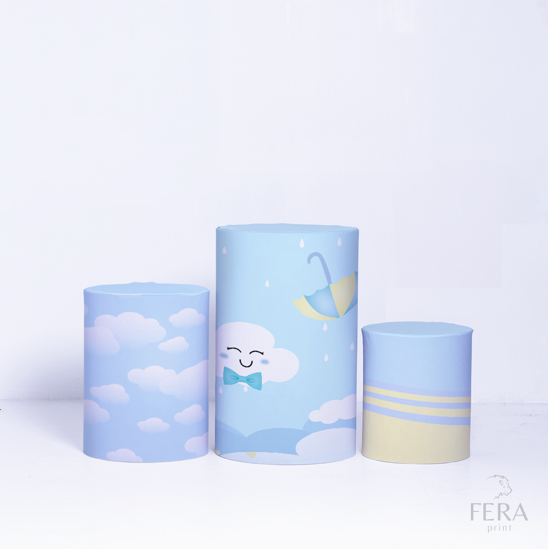 Kit Capa Cilindros + Capa Painel Chuva de Amor Nuvens Sublimado