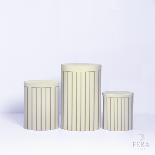 Trio Capa Cilindro Ripado Amarelo c/ Elástico