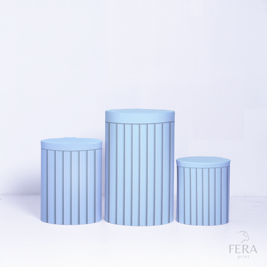Trio Capa Cilindro Ripado Azul Bebê c/ Elástico