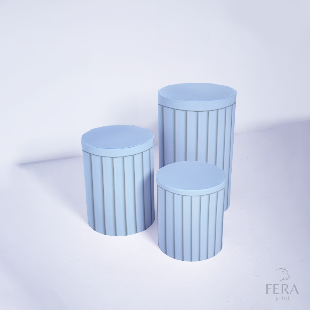 Trio Capa Cilindro Ripado Azul Bebê c/ Elástico