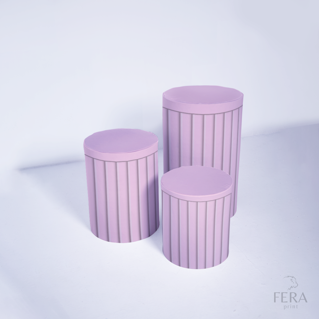 Trio Capa Cilindro Ripado Rosa Bebê c/ Elástico