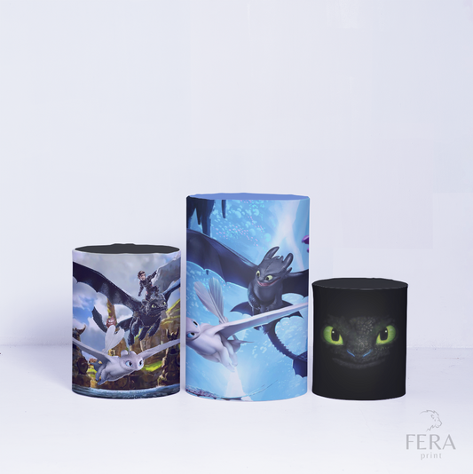 Trio Capa Cilindro Dragão c/ Elástico