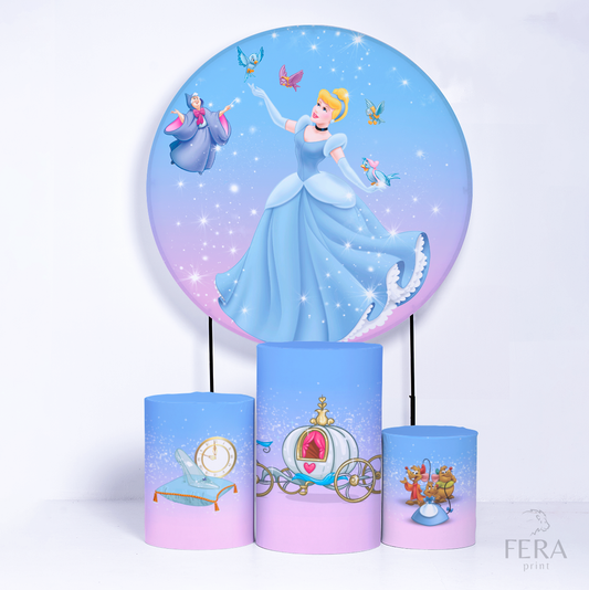 Kit Capa Cilindros + Capa Painel Princesa Sapatinho Sublimado