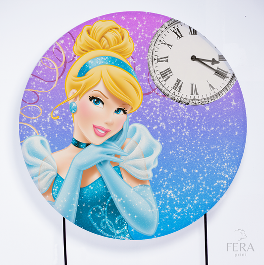 Painel Redondo Princesa Azul e Rosa Sublimado