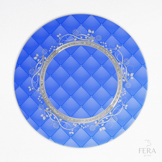 Kit 6 Capas de Sousplat Coroa Azul e Prata Sublimado