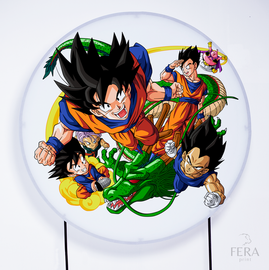 Painel Redondo Dragon Z Branco Sublimado