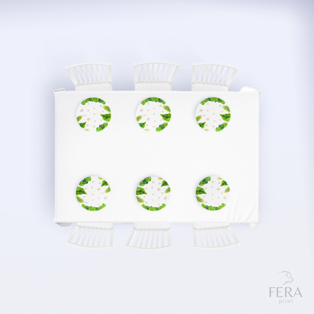 Kit 6 Capas de Sousplat Dino Baby Folhas Sublimado