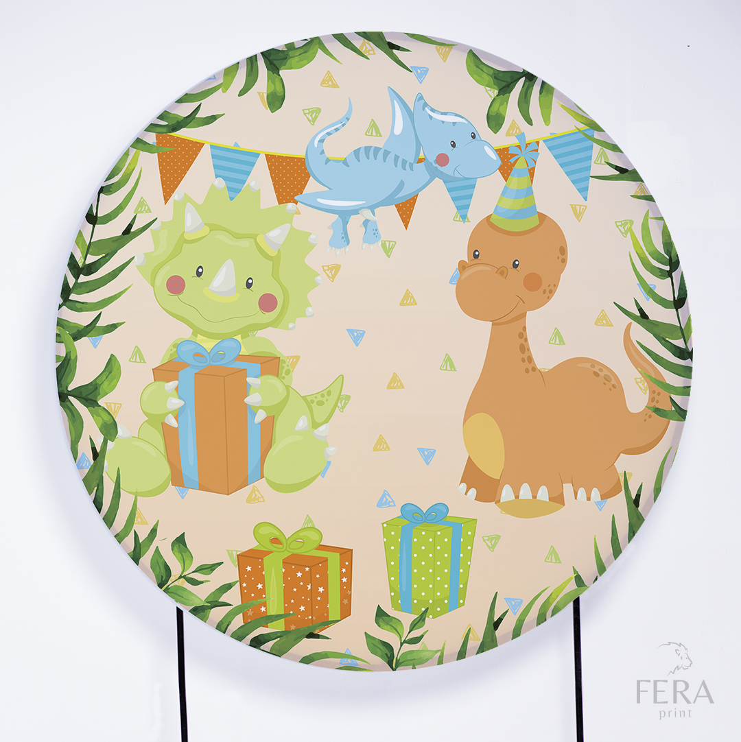 Painel Redondo Dino Baby Festa Sublimado