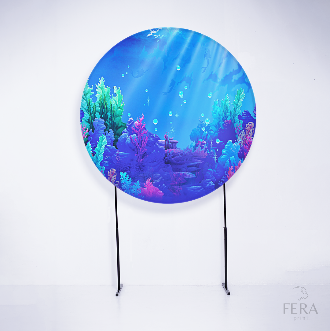 Painel Redondo Fundo do Mar Bolhas Sublimado