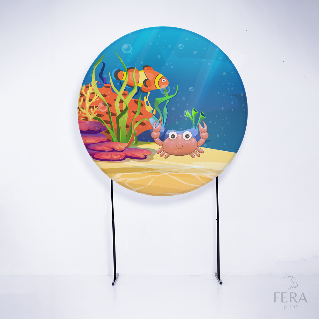 Painel Redondo Fundo do Mar Peixinhos Sublimado