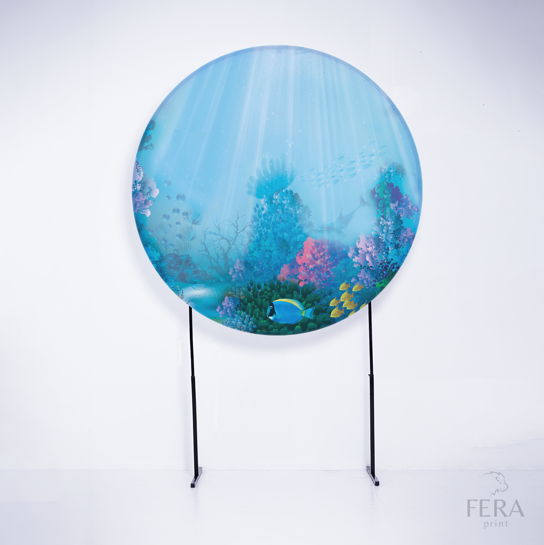 Painel Redondo Fundo do Mar Oceano Sublimado